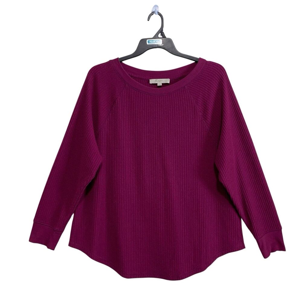 Loft Waffle Knit Top Womens Size XXL Purple Long Sleeve Casual Stretch Comfort